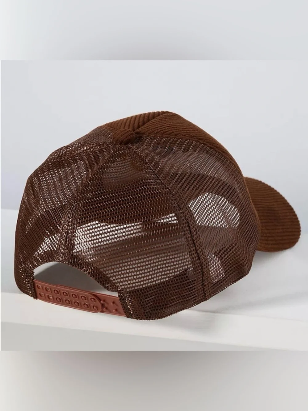 Anthropologie Worn West Corduroy Trucker Hat Brown Alps